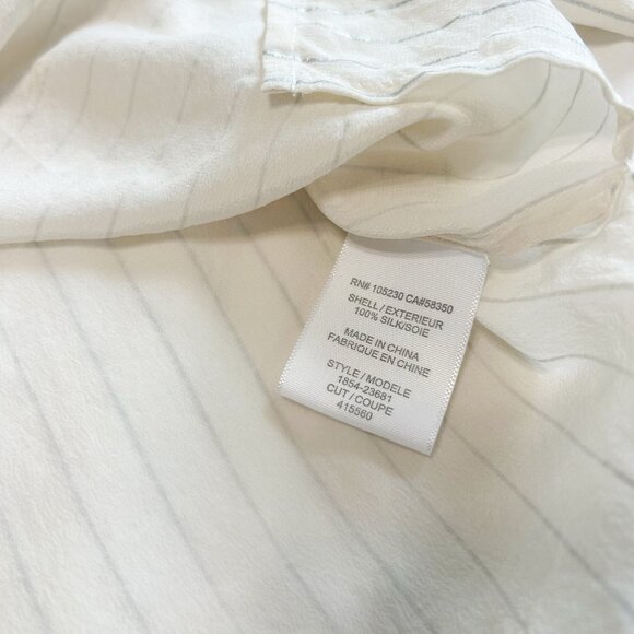 Joie 100% Silk Sheer Stripe Button Henley Blouse Top Cream Ivory XS - Picture 5 of 6